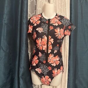 Floral Black One Piece Swimsuit